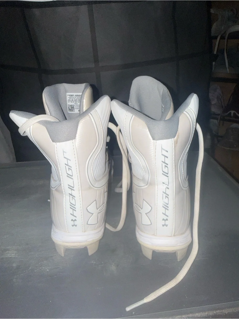 Under Armour Kids White High-Top Cleats